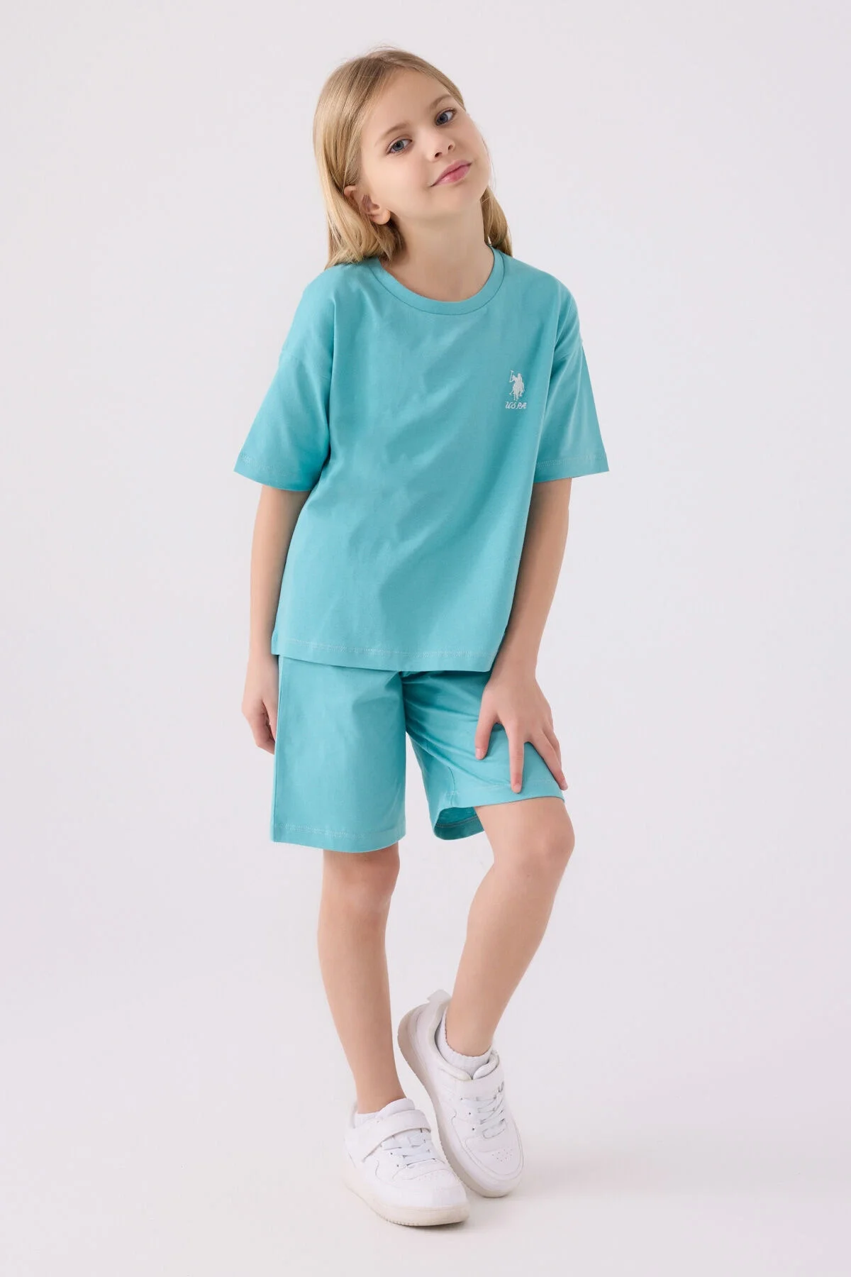 U.S. Polo Assn Kız Çocuk Mavi Bermuda Takım