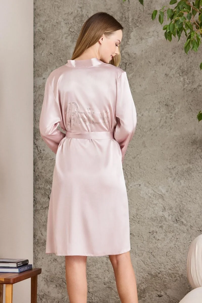 Saten BRIDE Kadın Sabahlık  - 1000 Pudra