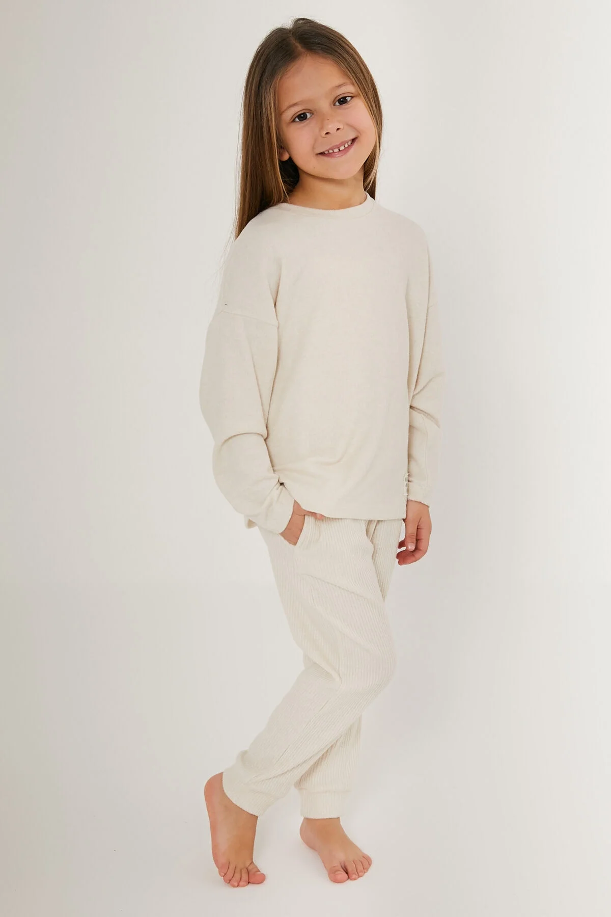 Rolypoly Kız Çocuk Krem Pijama Takımı