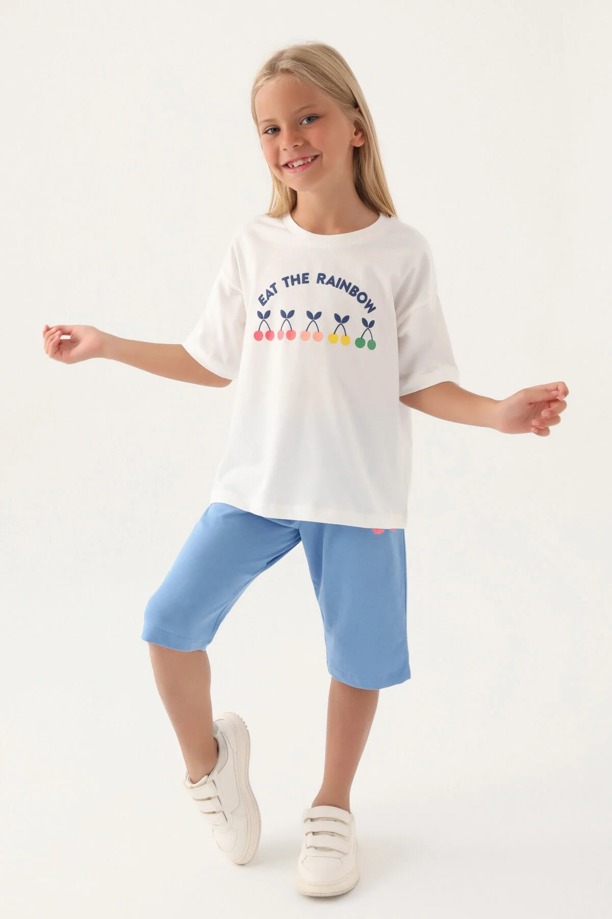 Rolypoly Kız Çocuk Beyaz Kapri Takımı