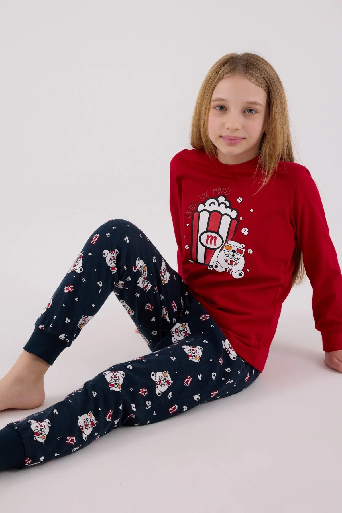 Rolypoly Kız Çocuk Kırmızı Pijama Takımı