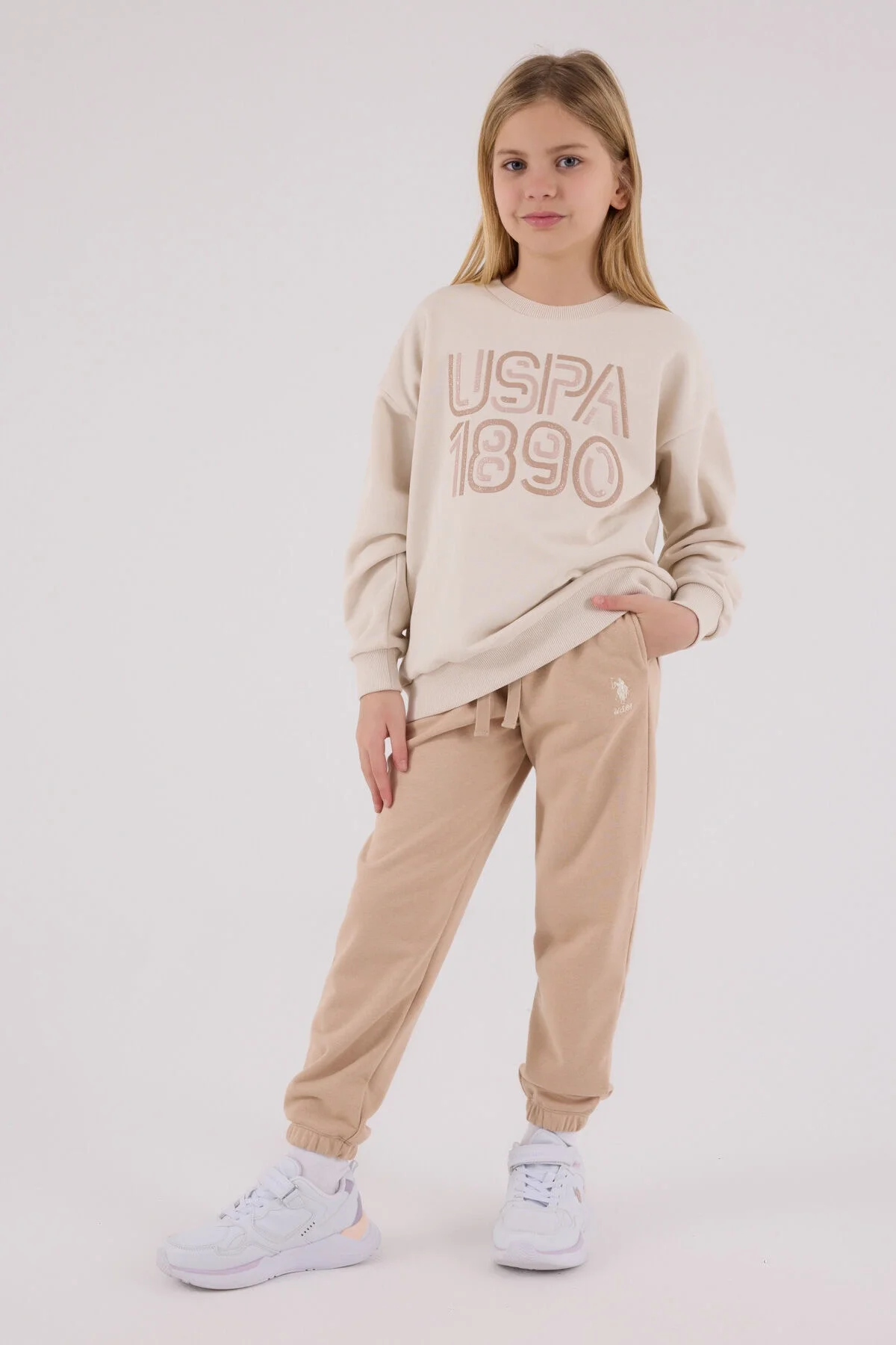U.S. Polo Assn Kız Çocuk Krem Eşofman Takımı
