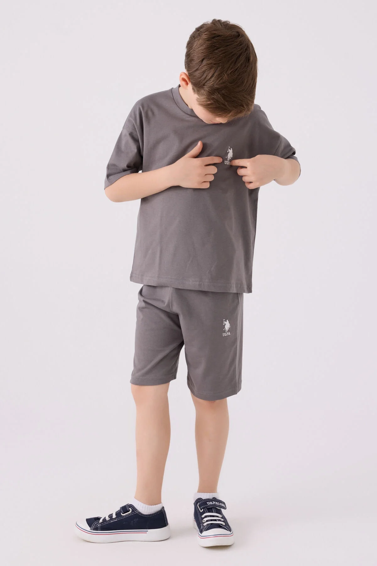 U.S. Polo Assn Erkek Çocuk Antrasit Bermuda Takım