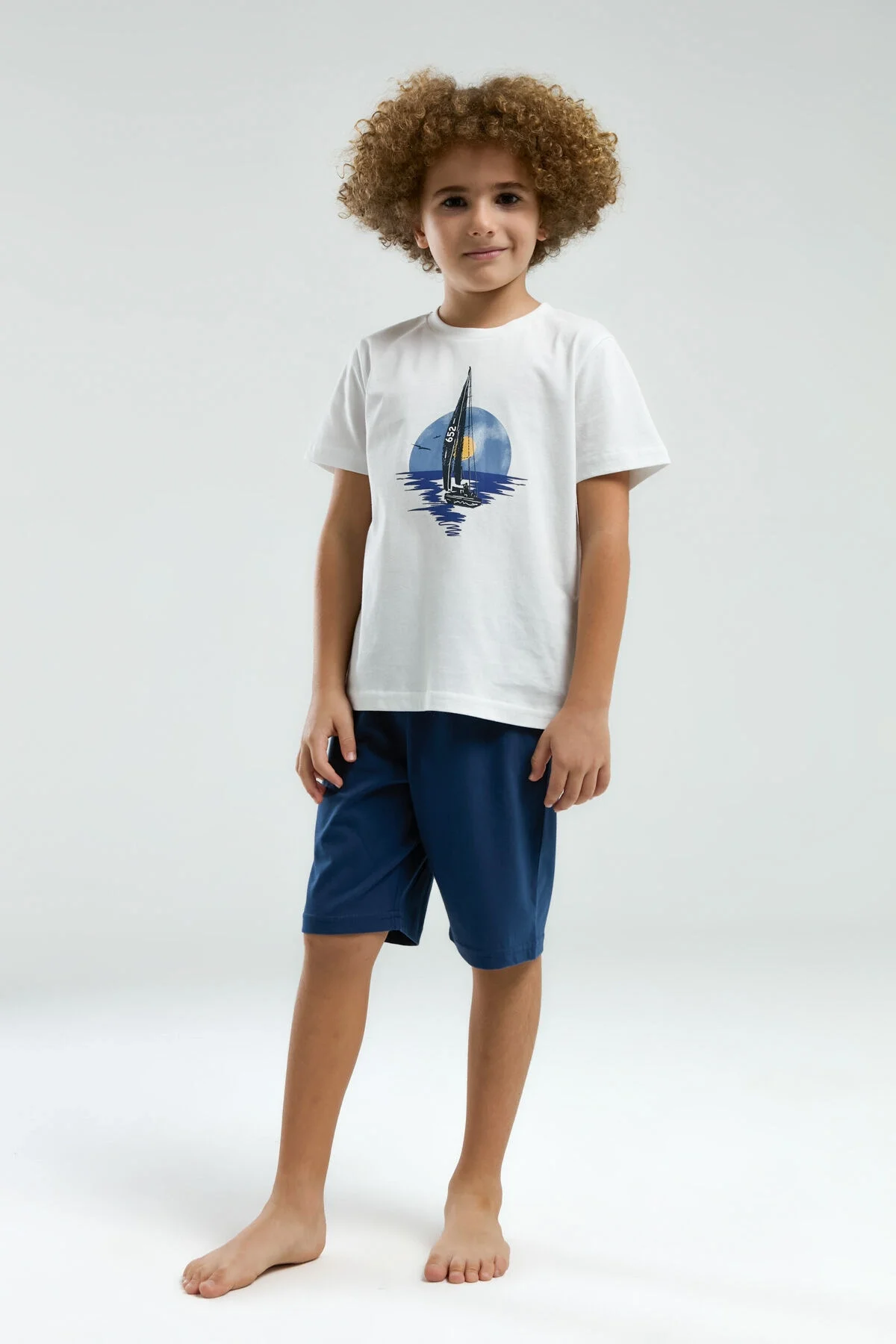 Arnetta Erkek Çocuk Beyaz Bermuda Takım