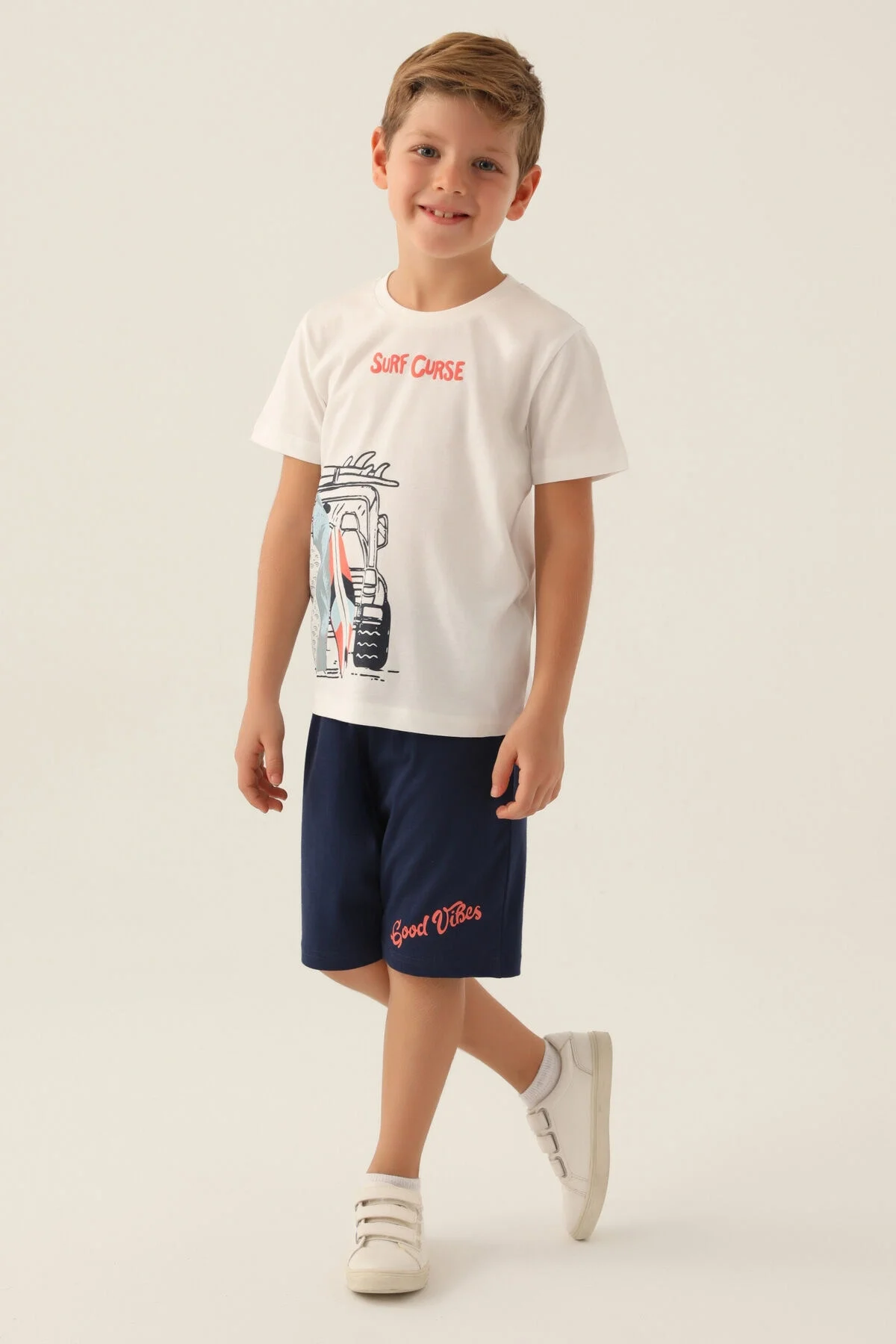 Rolypoly Erkek Çocuk Beyaz Bermuda Takım