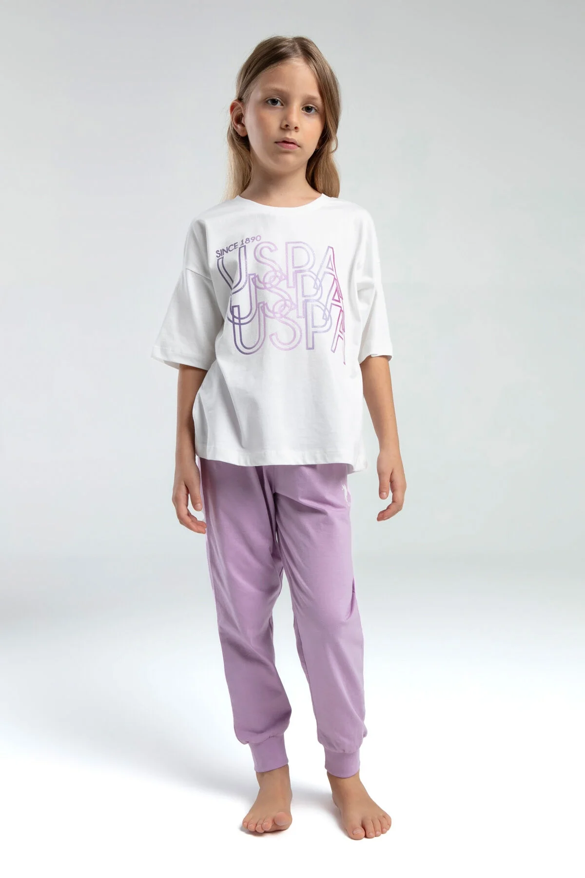 U.S. Polo Assn Kız Çocuk Krem Pijama Takımı