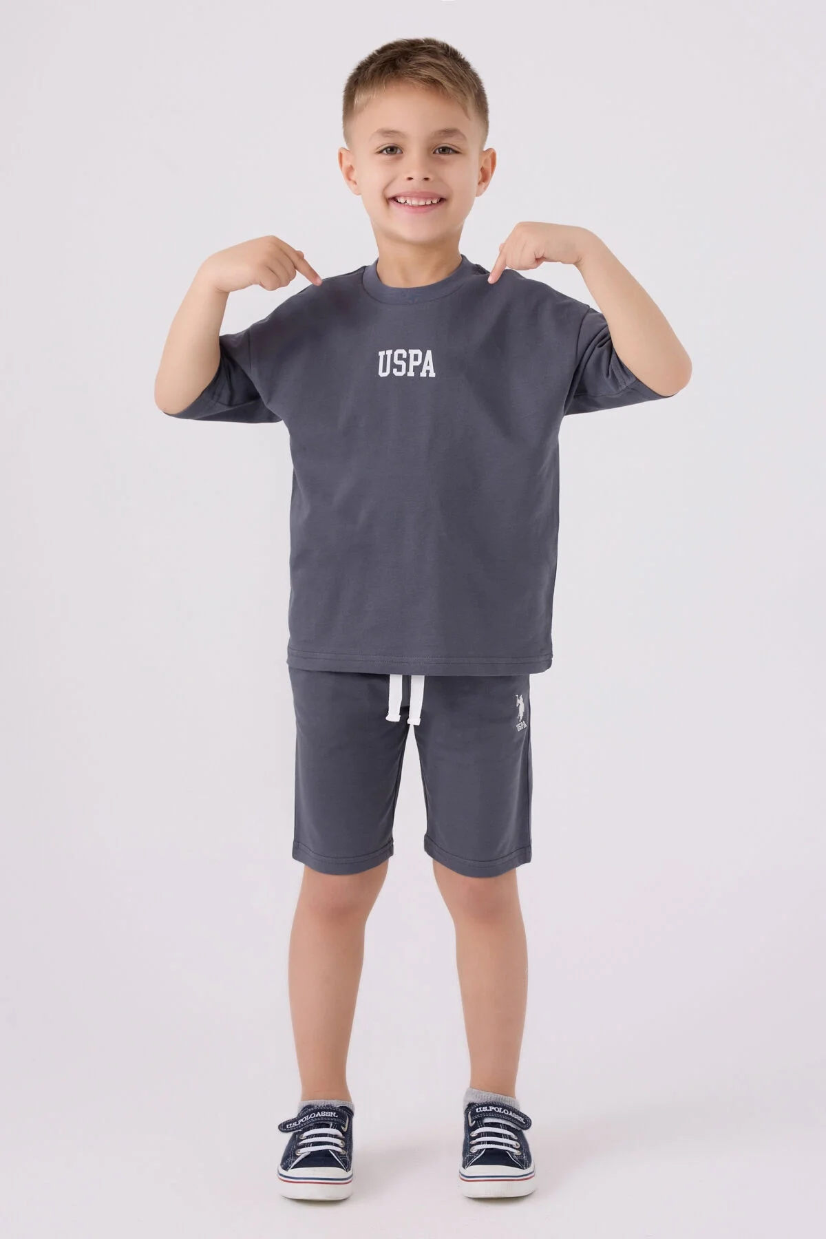 U.S. Polo Assn Erkek Çocuk Antrasit Bermuda Takım