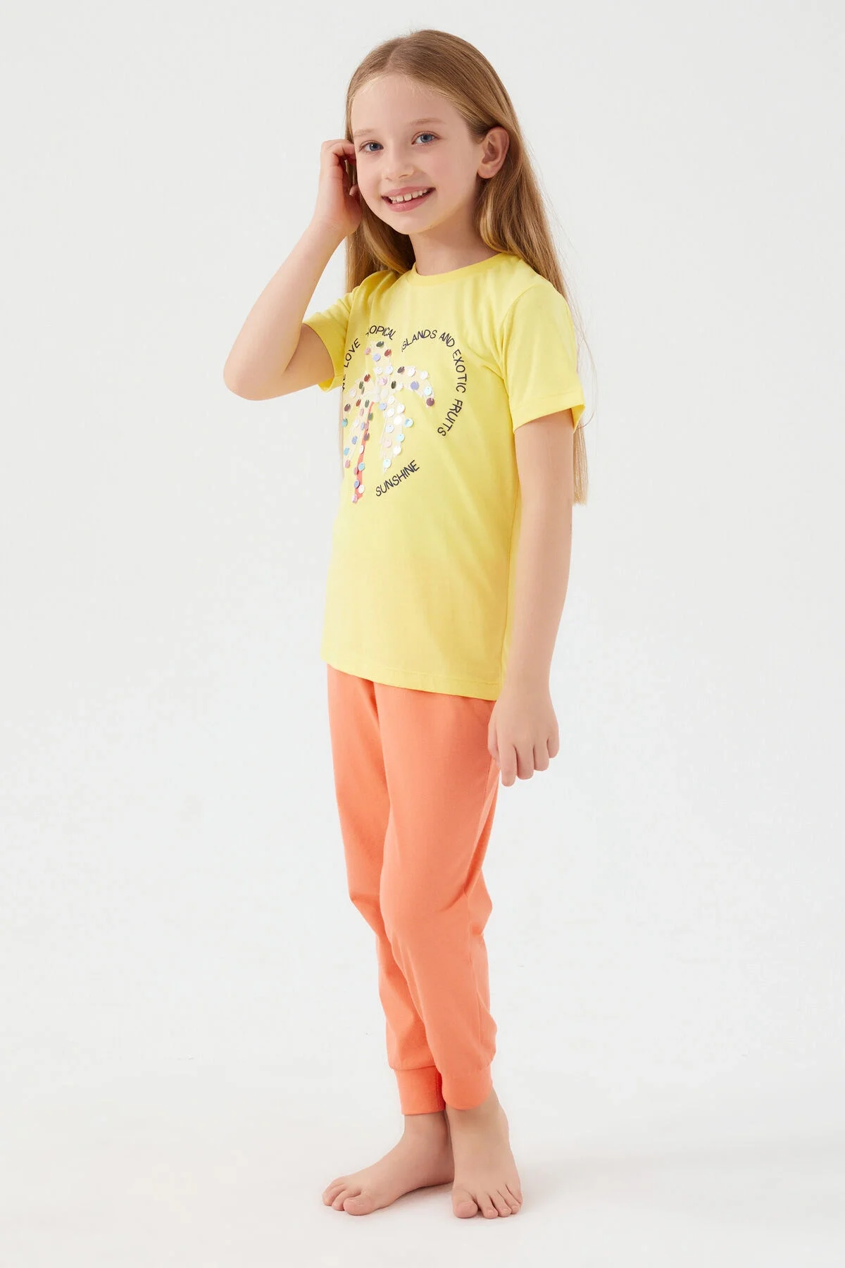 Rolypoly Kız Çocuk Sarı Pijama Takımı