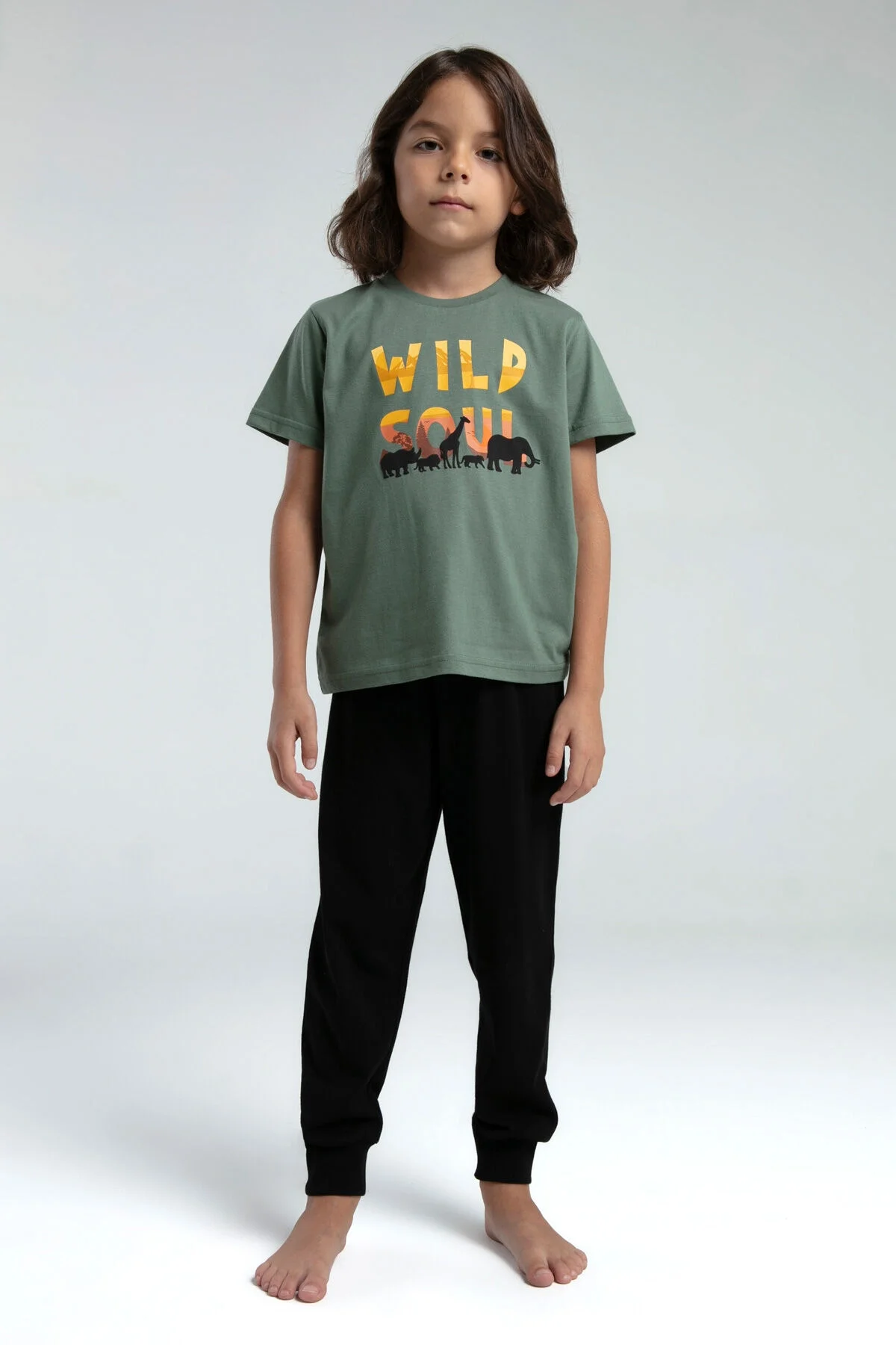 Rolypoly Erkek Çocuk Yeşil Pijama Takımı