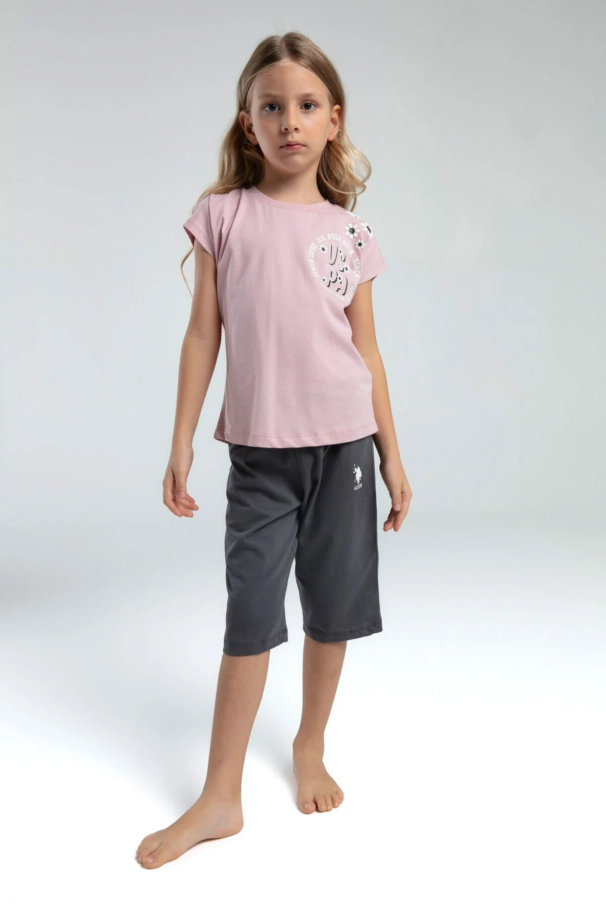U.S. Polo Assn Kız Çocuk Pembe Kapri Takımı