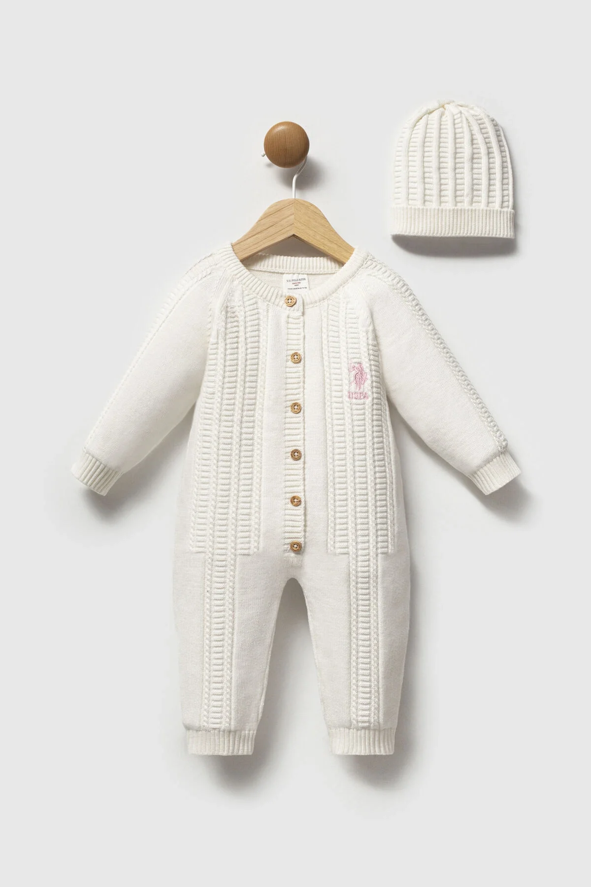 U.S. Polo Assn Kız Bebek Krem Tulum