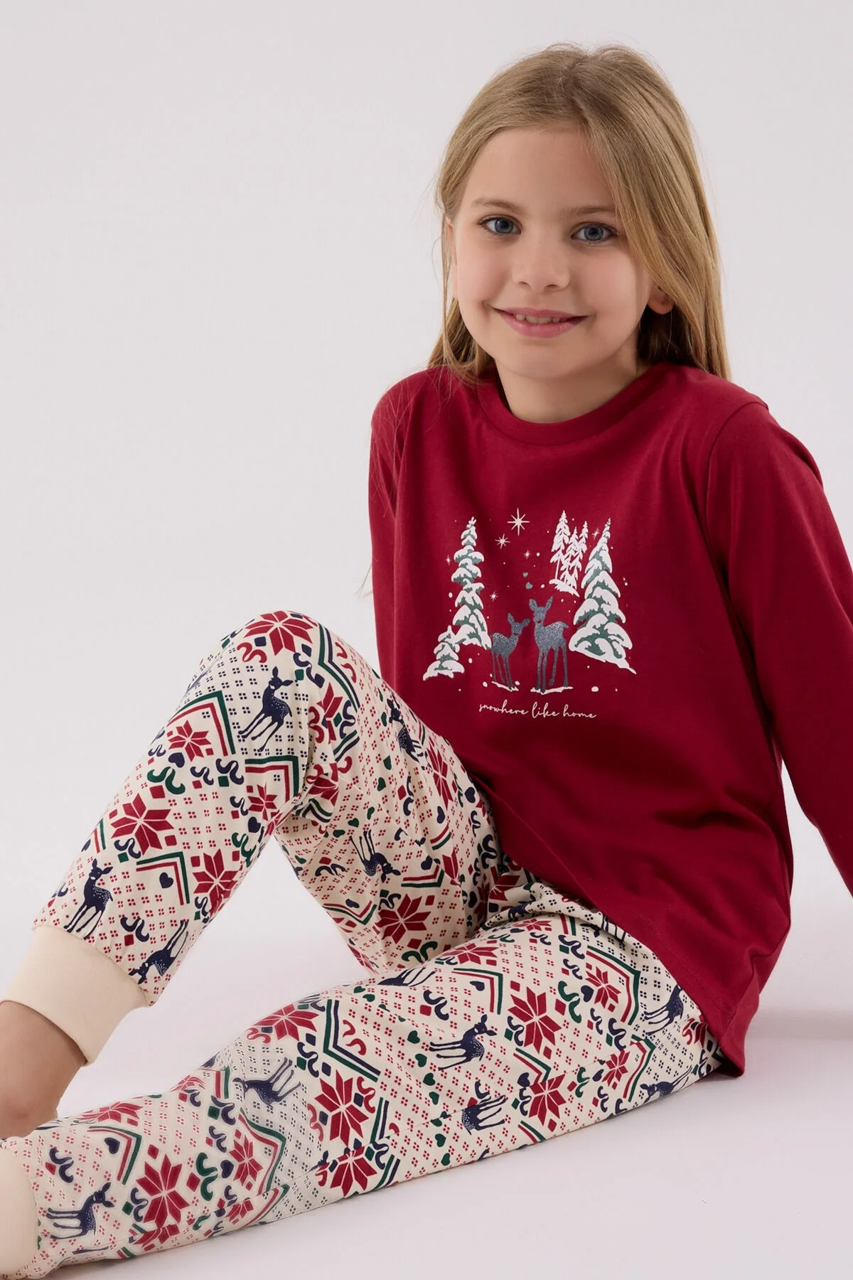 Arnetta Kız Çocuk Kırmızı Pijama Takımı