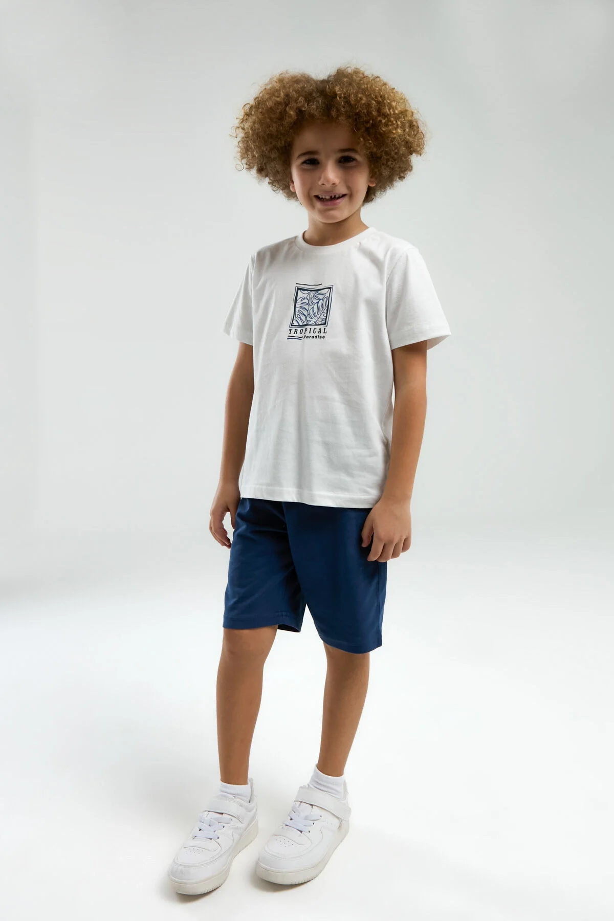 Arnetta Erkek Çocuk Beyaz Bermuda Takım