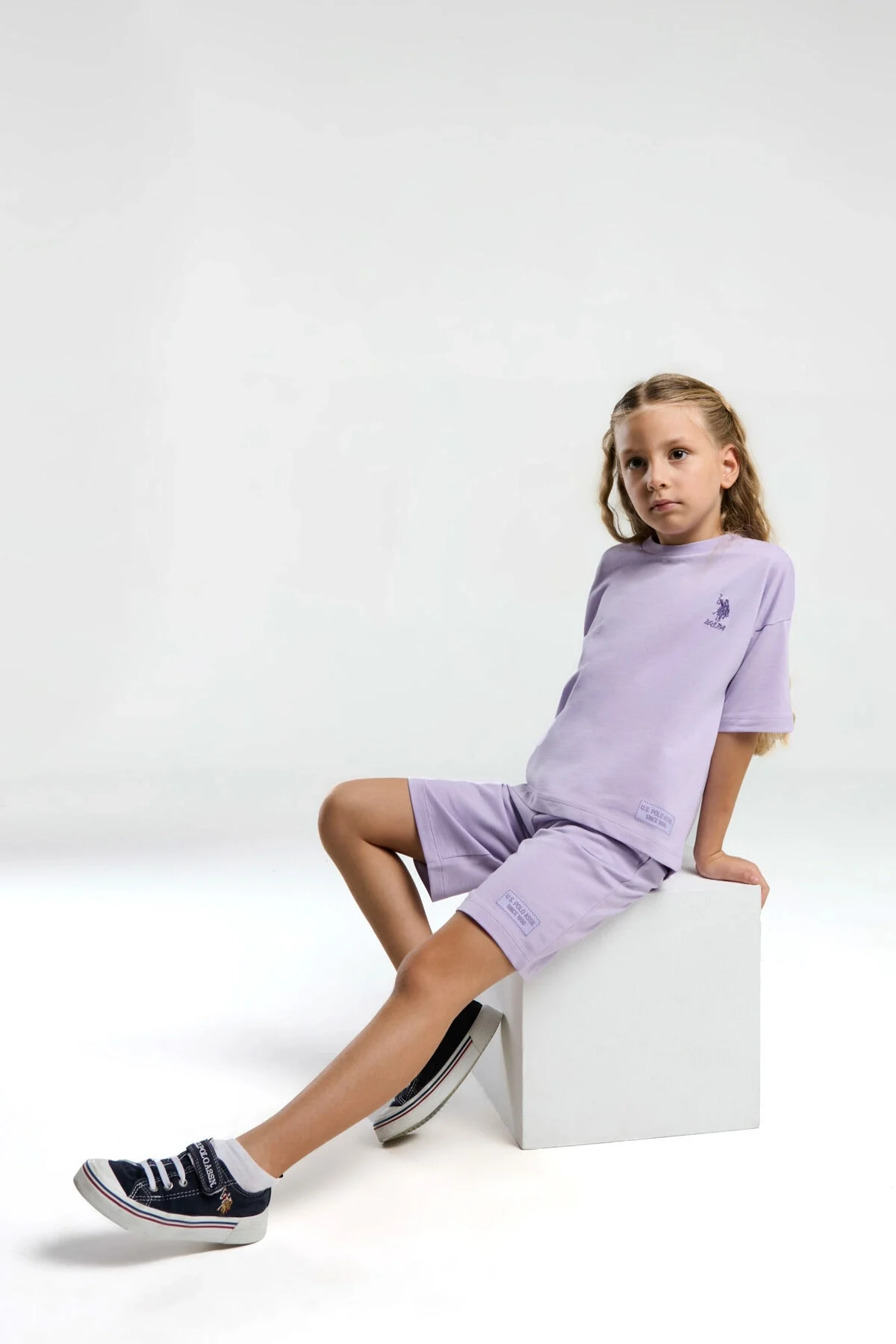 U.S. Polo Assn Kız Çocuk Mor Bermuda Takım