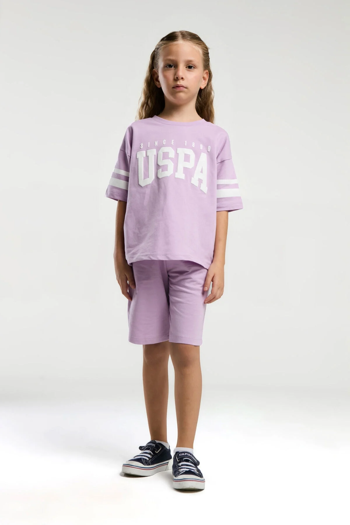 U.S. Polo Assn Kız Çocuk Mor Bermuda Takım