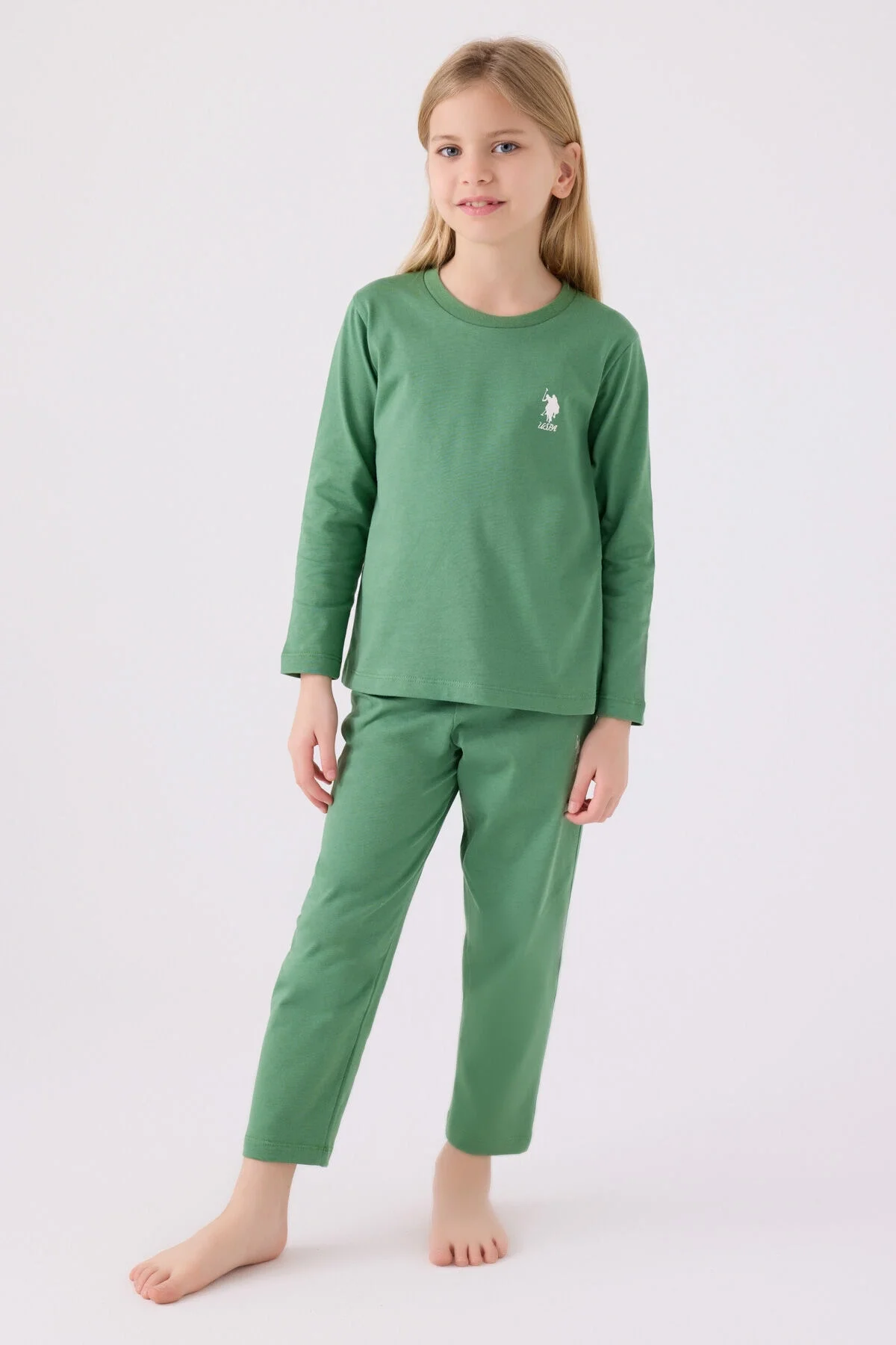 U.S. Polo Assn Kız Çocuk Yeşil Pijama Takımı