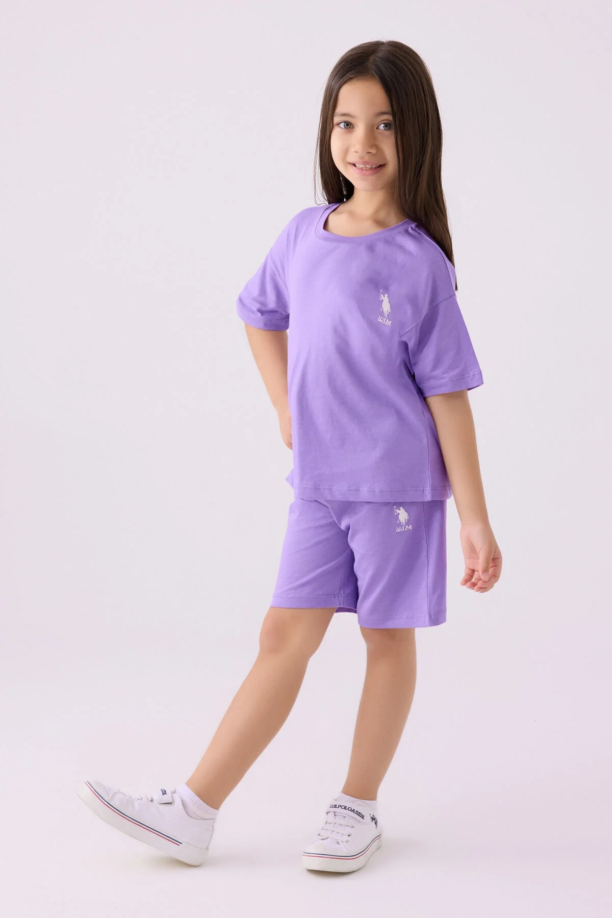U.S. Polo Assn Kız Çocuk Mor Bermuda Takım