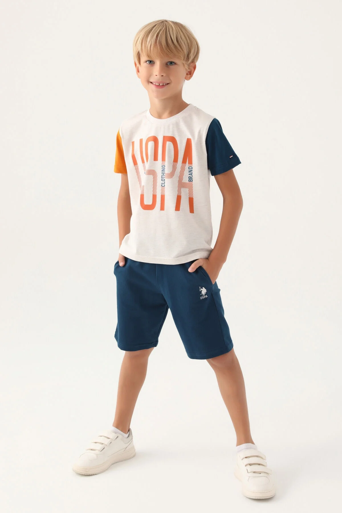 U.S. Polo Assn Erkek Çocuk Krem Bermuda Takım