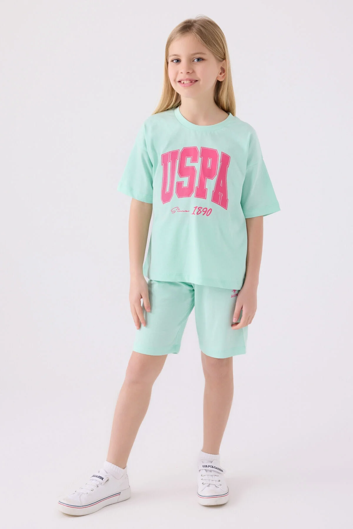 U.S. Polo Assn Kız Çocuk Mavi Bermuda Takım