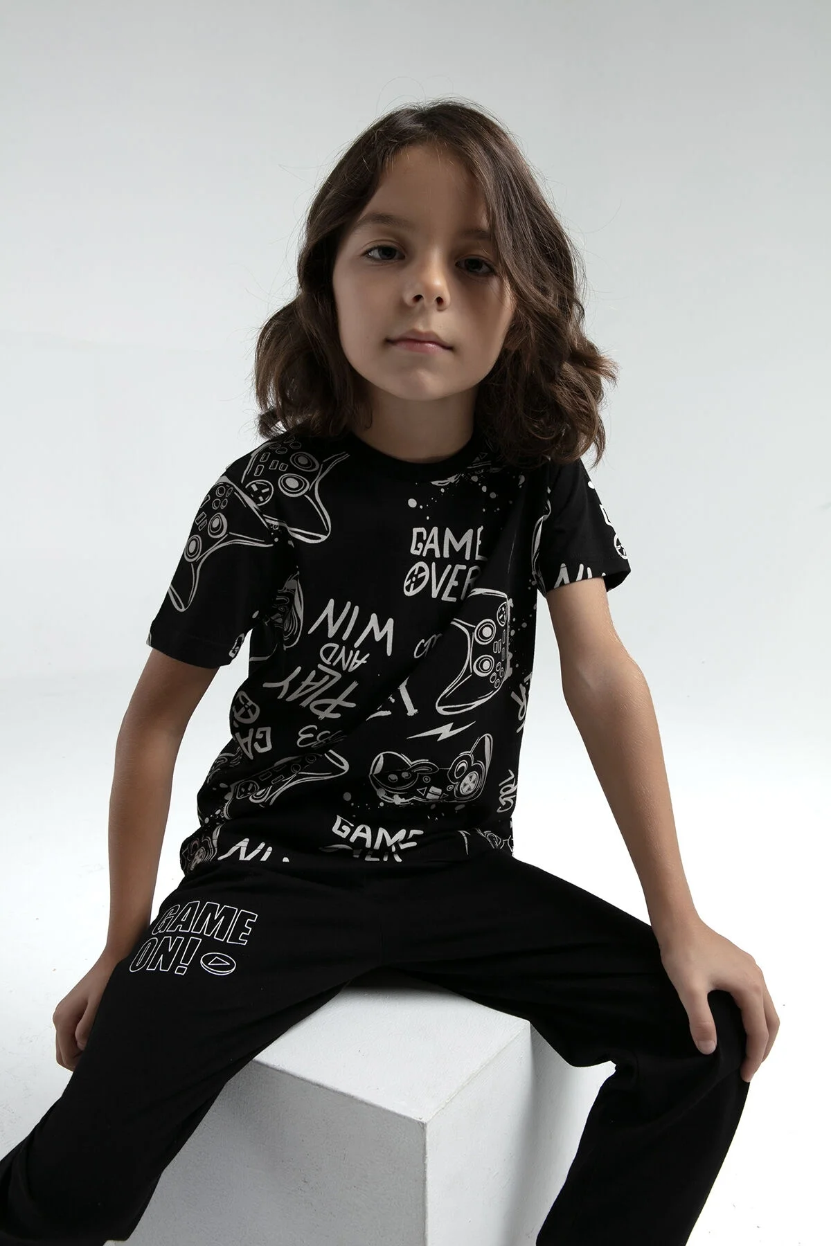 Rolypoly Erkek Çocuk Siyah Pijama Takımı