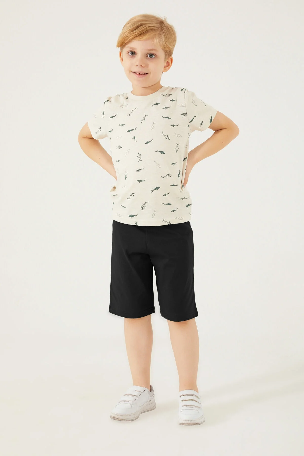 Rolypoly Erkek Çocuk Krem Bermuda Takım