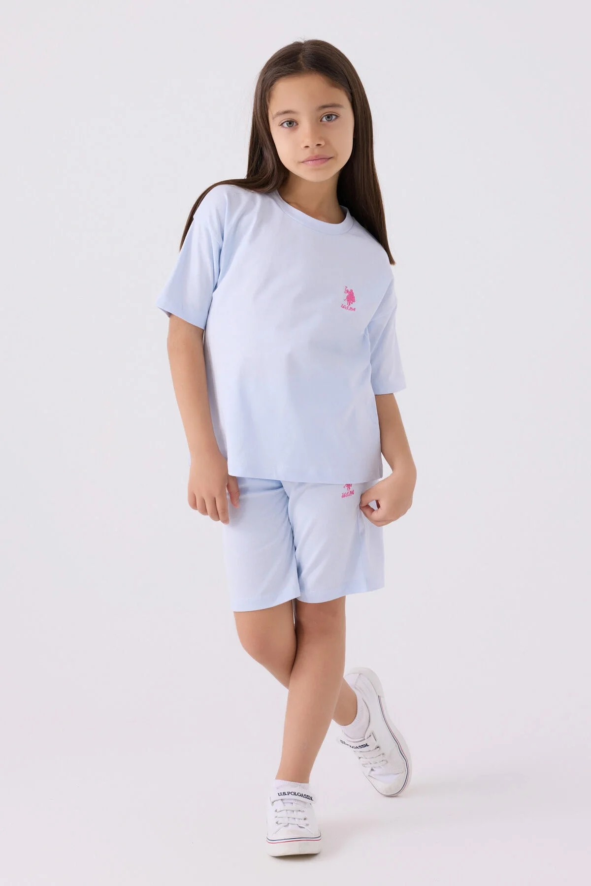 U.S. Polo Assn Kız Çocuk Mavi Bermuda Takım