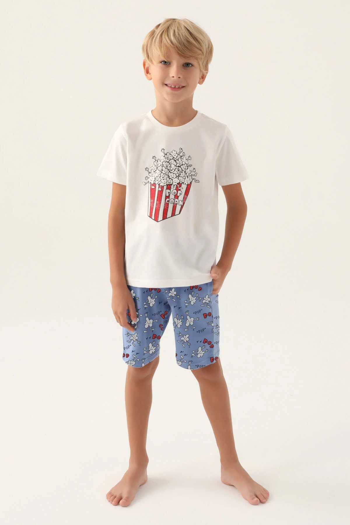 Rolypoly Erkek Çocuk Beyaz Bermuda Takım