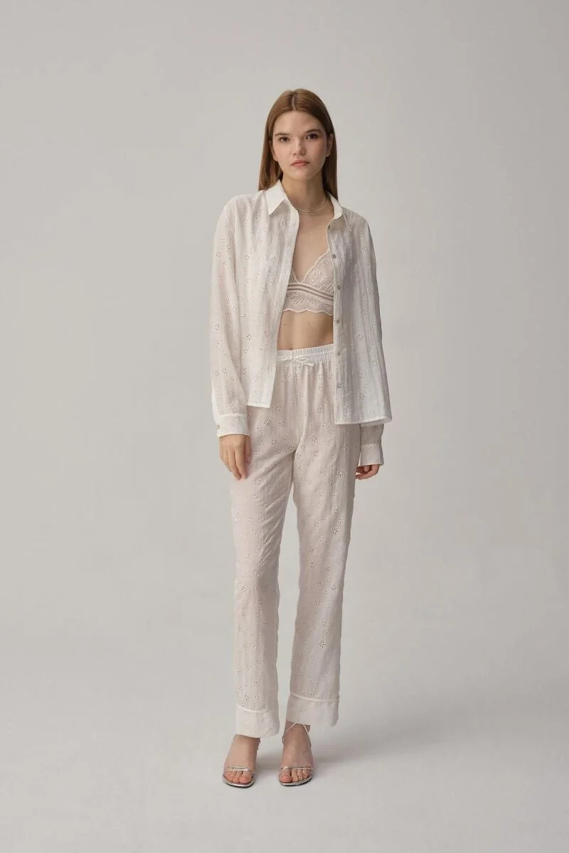 TINA - Braletli Vegan Kadın İpek Pijama Takımı - Ivory