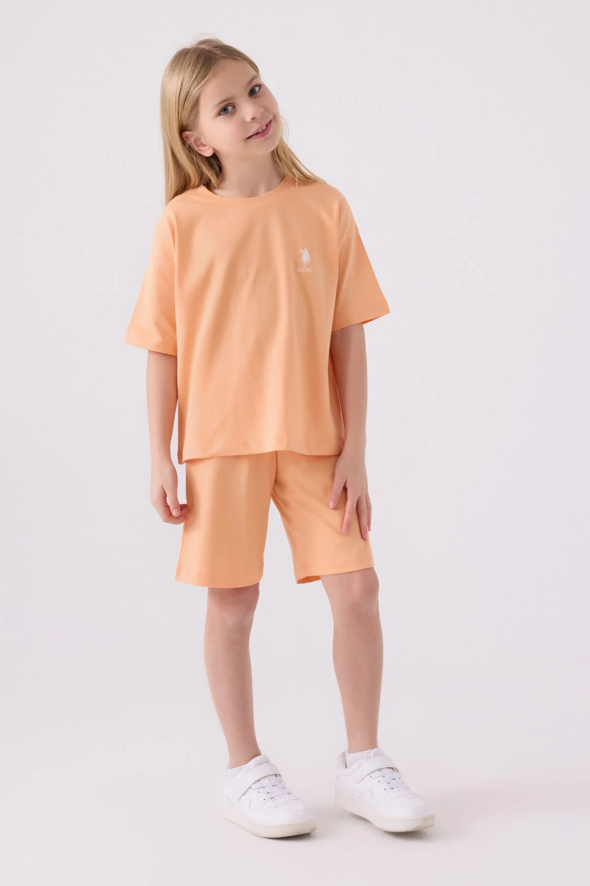 U.S. Polo Assn Kız Çocuk Turuncu Bermuda Takım