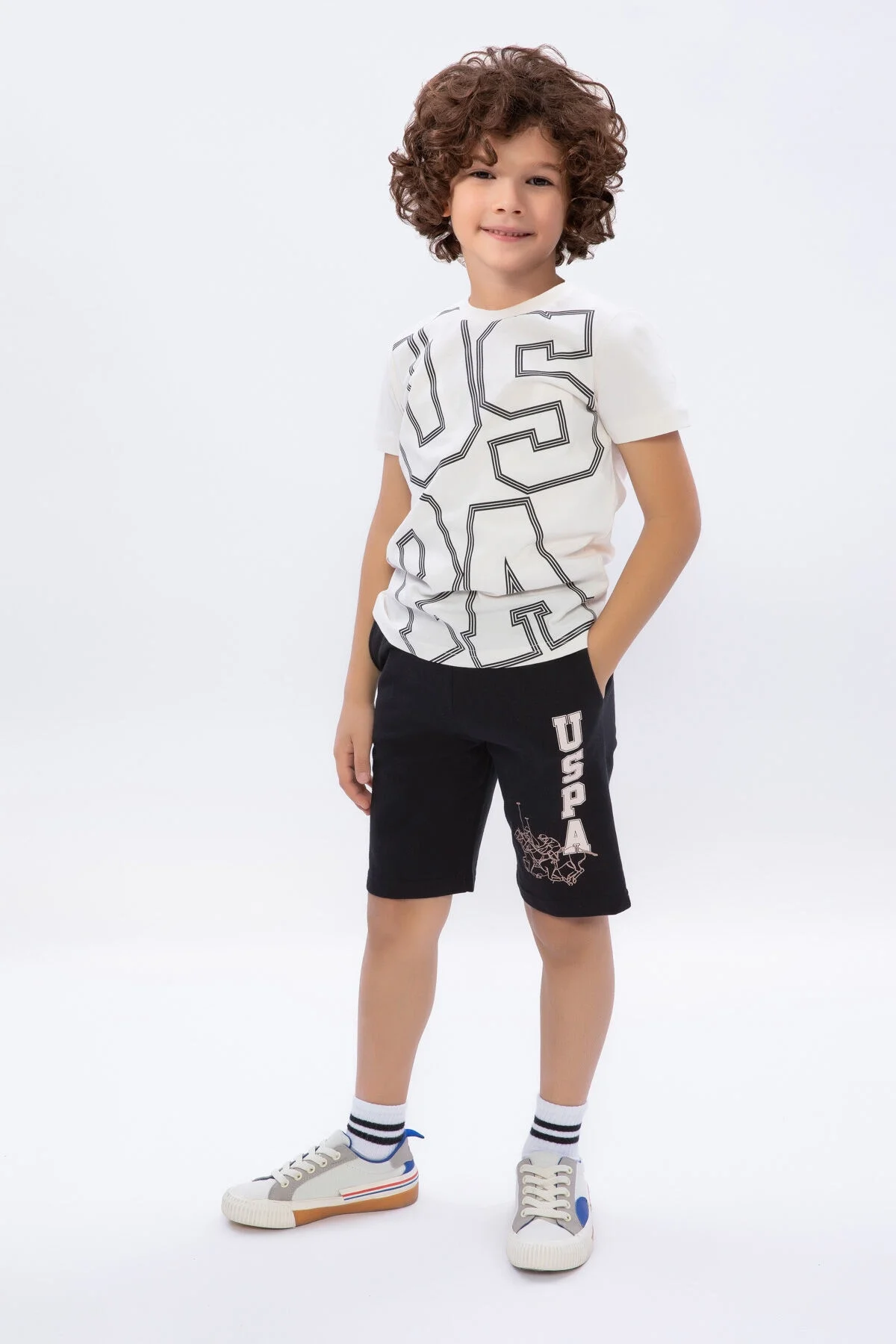 U.S. Polo Assn Kids Erkek Çocuk Kahverengi Bermuda Takım