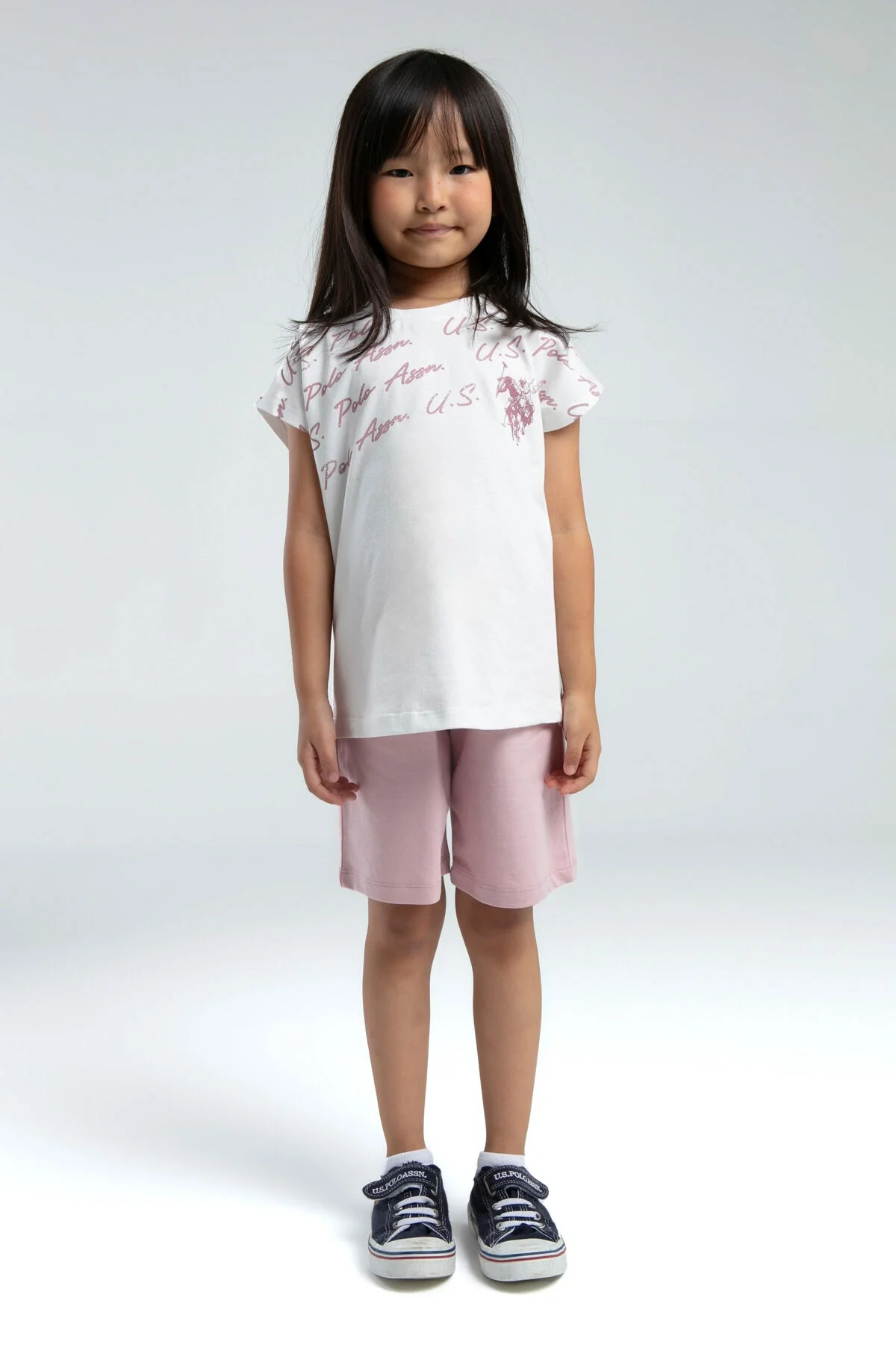 U.S. Polo Assn Kız Çocuk Pembe Bermuda Takım