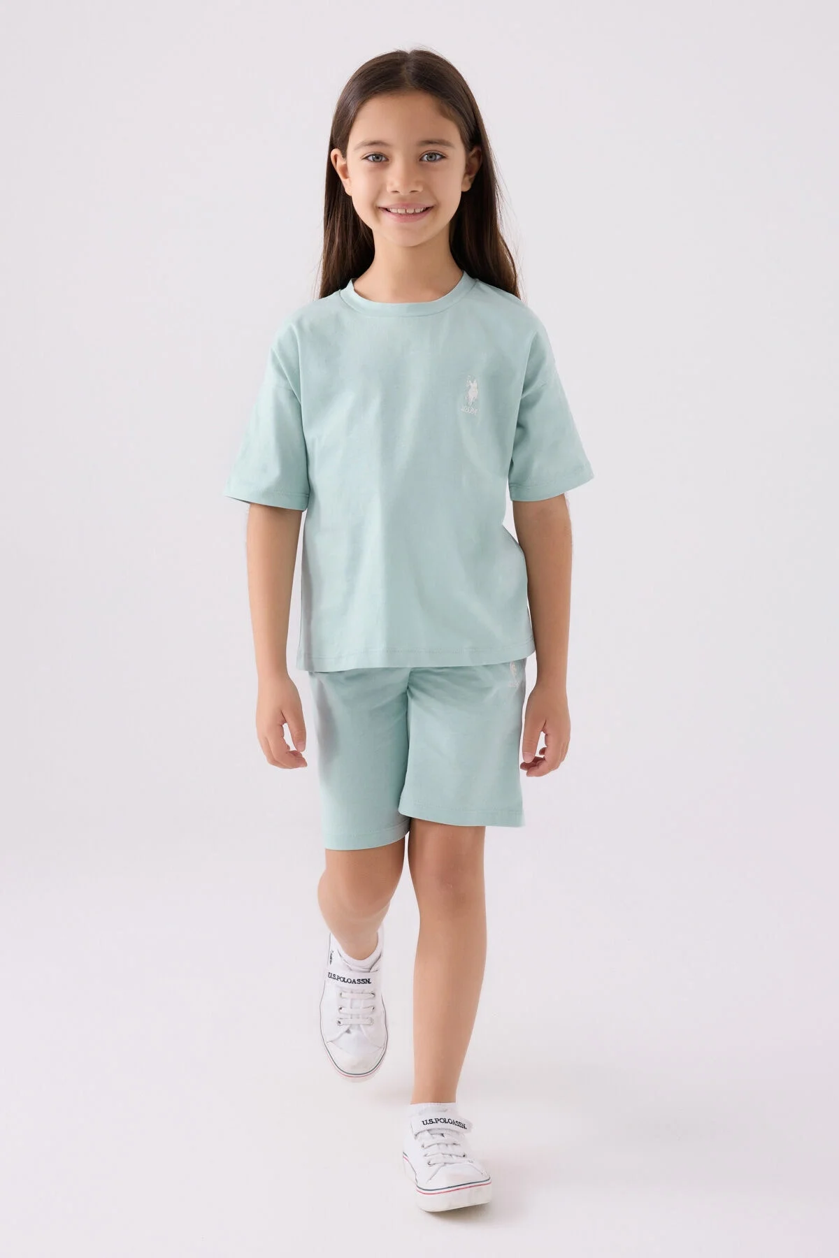 U.S. Polo Assn Kız Çocuk Mavi Bermuda Takım