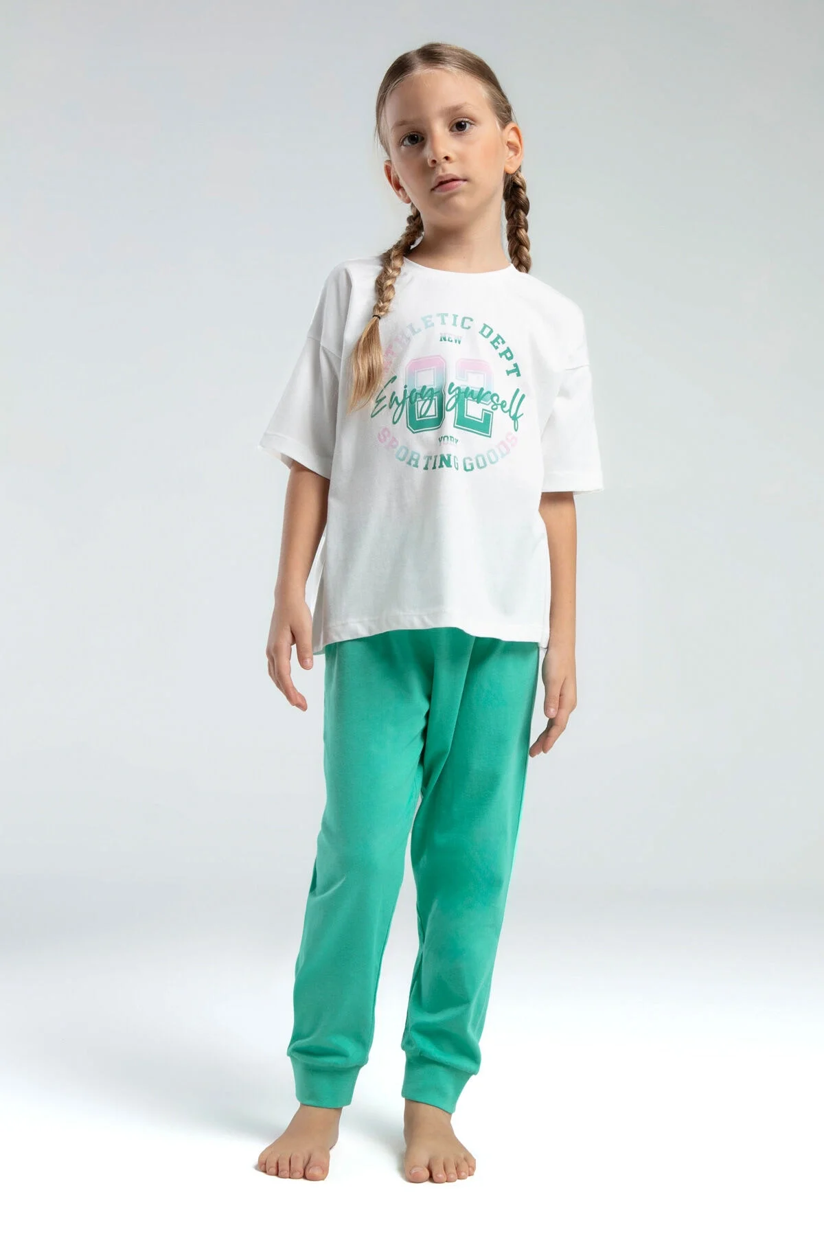 Rolypoly Kız Çocuk Yeşil Pijama Takımı