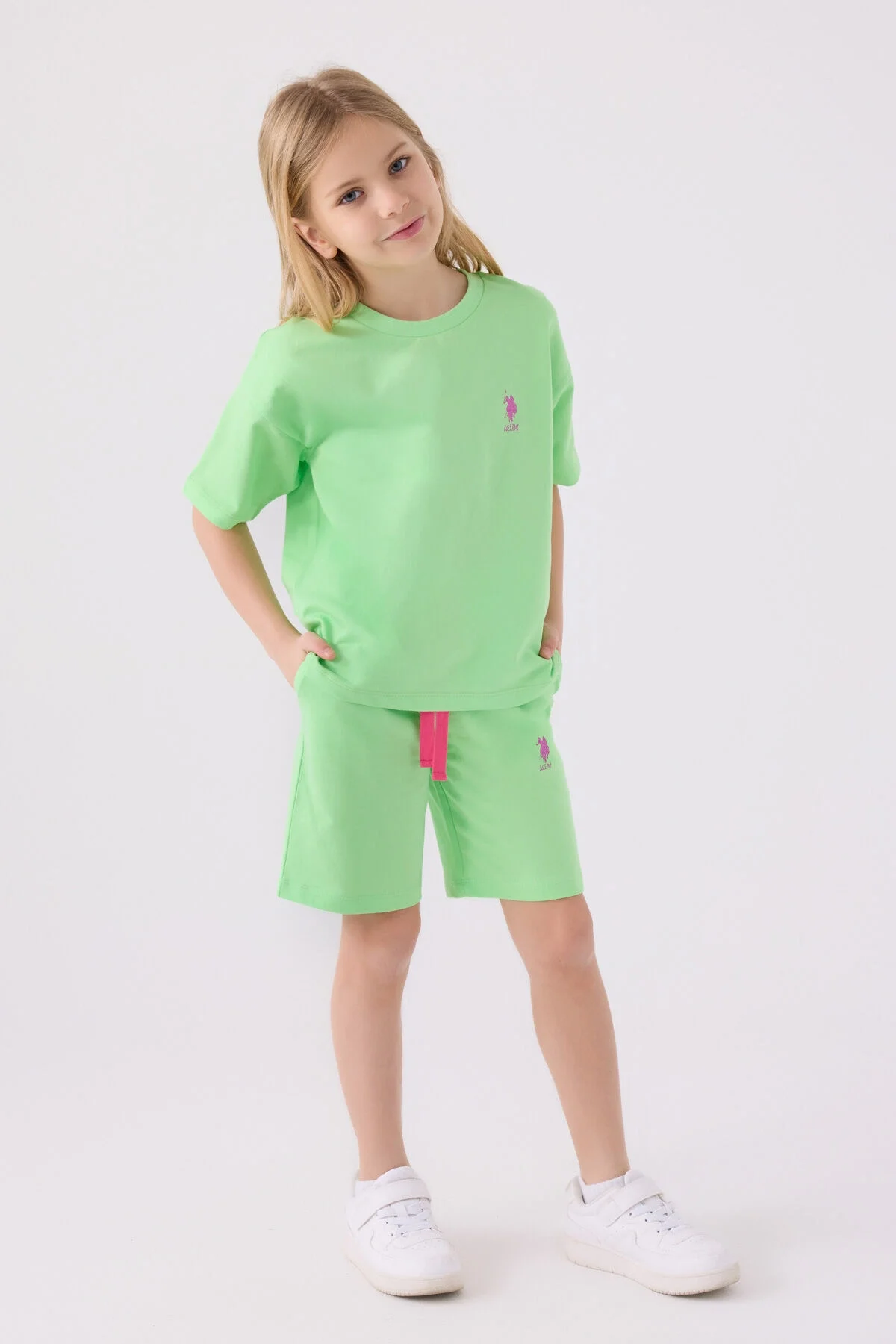 U.S. Polo Assn Kız Çocuk Yeşil Bermuda Takım